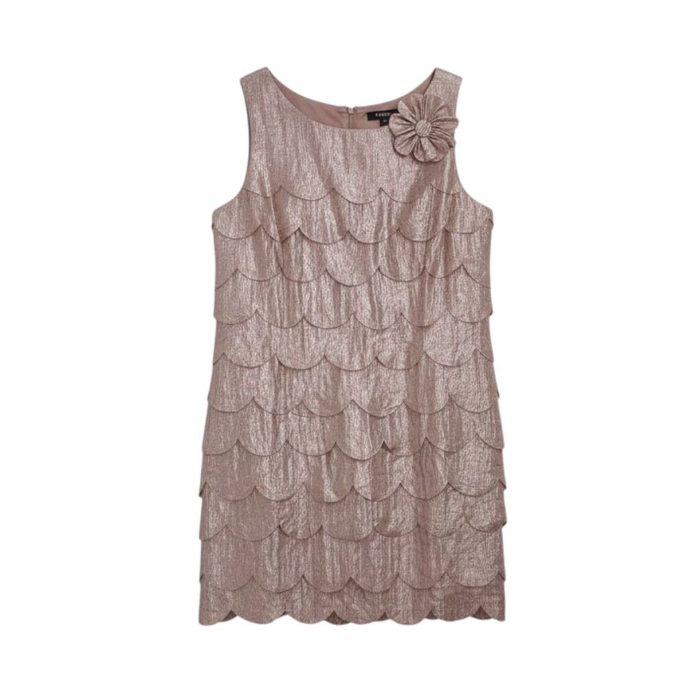 SD Collection Dress Cocktail Wedding Scalloped Layer Iridescent Blush 18 bv